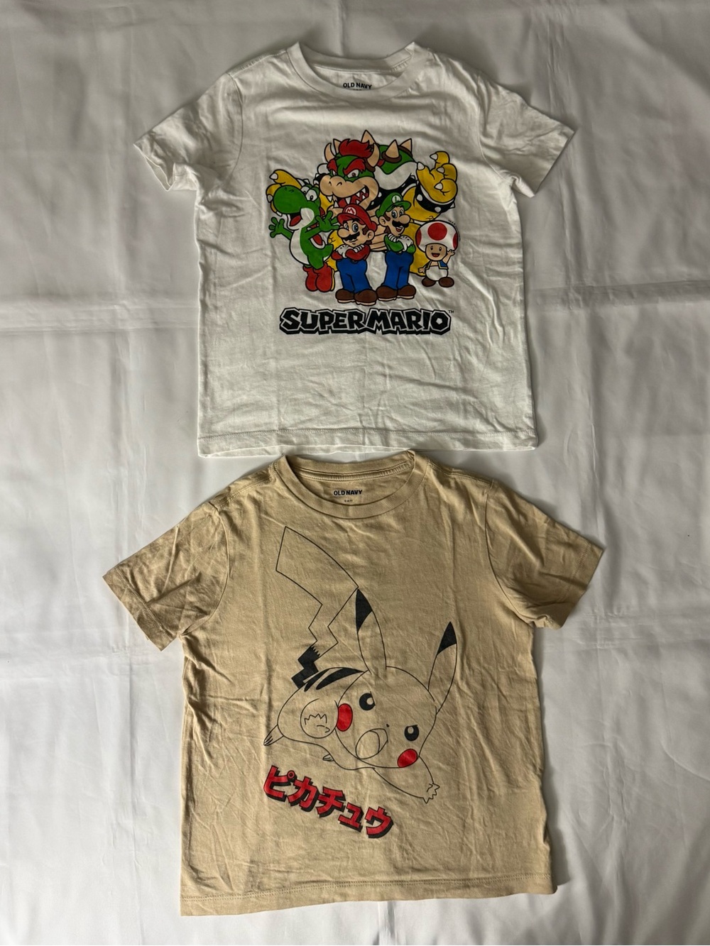 Old Navy 2pc Short Sleeve Graphic T-Shirt Bundle - Pokemon & Super Mario